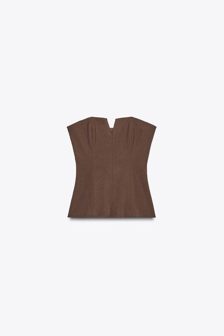 zara brown tube top